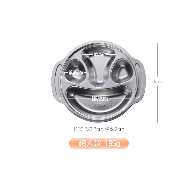 YiMi Cartoon Kids Dinner Plate, Stainless Steel, Thickened, Anti-Scald, Kid-Safe Fall-Proof Home Use