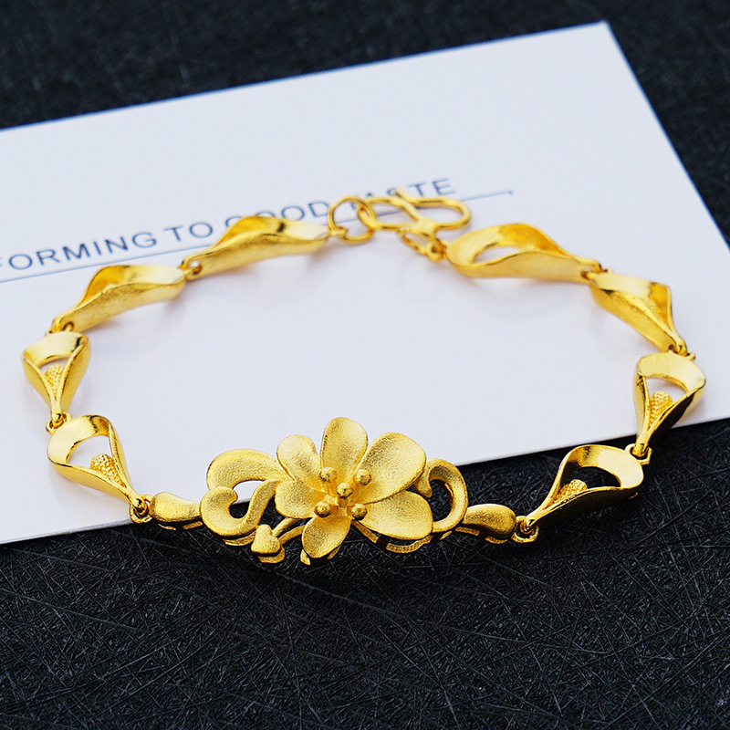 Vietnam arena oro rosa flor pulsera chapado en oro boda novia terciopelo arena pulsera mujer esmerilado imitación oro joyería