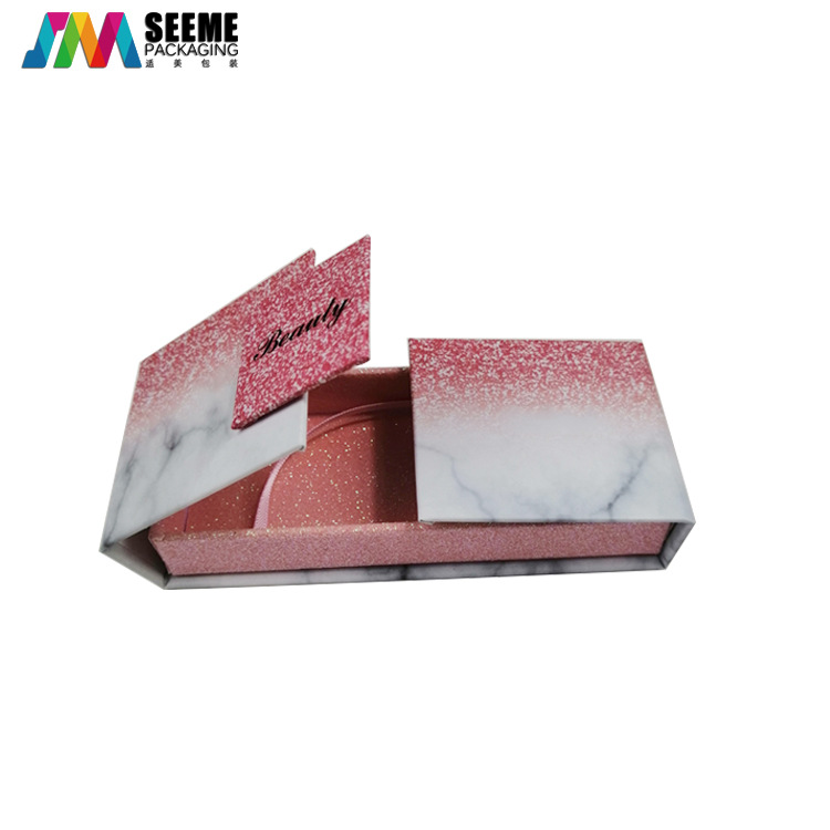 厂家定制 对开门 磁铁盒 睫毛盒 两侧翻盖 对开门精裱睫毛盒 印刷