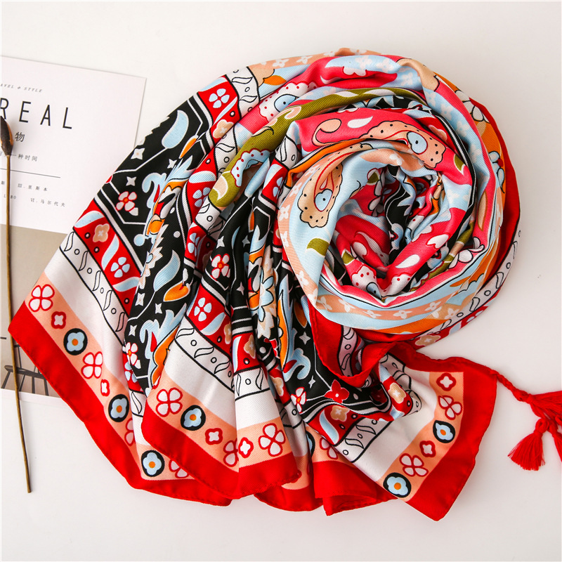 Nepal Dual-use Scarf National Wind Tassel Shawl Air Conditioning Shawl Female Summer Seaside Holiday Beach Print Scarf display picture 12