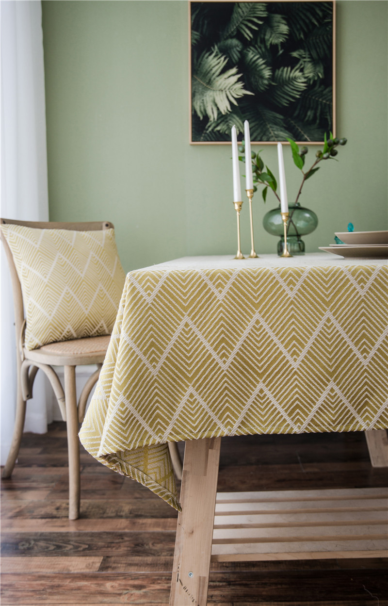 Waterproof Modern Minimalist Jacquard Wave Pattern Nordic Rectangular Coffee Table Dining Tablecloth Manufacturer_voghion.com