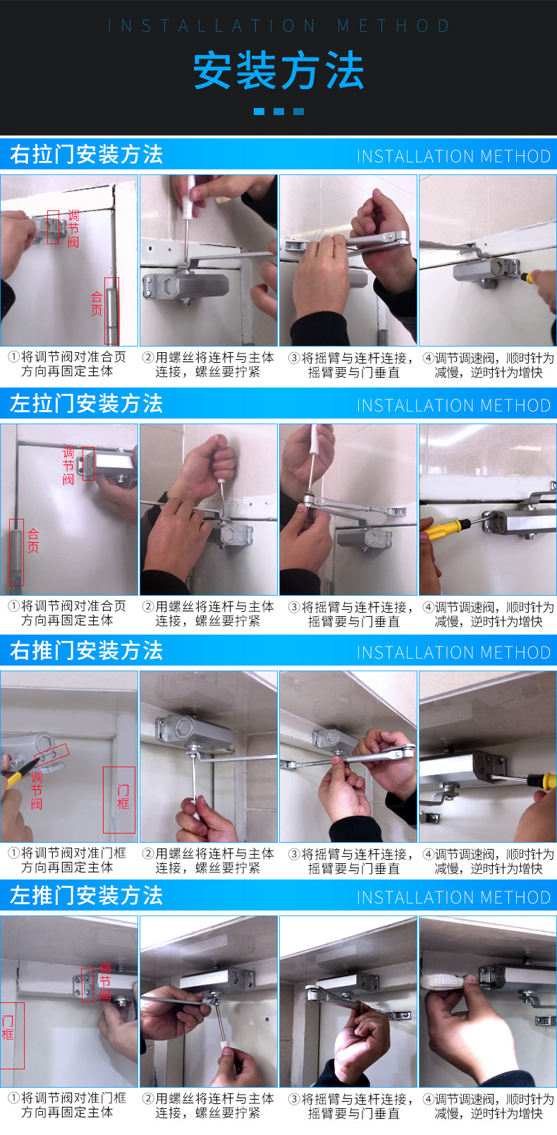 明装闭门器安装方法