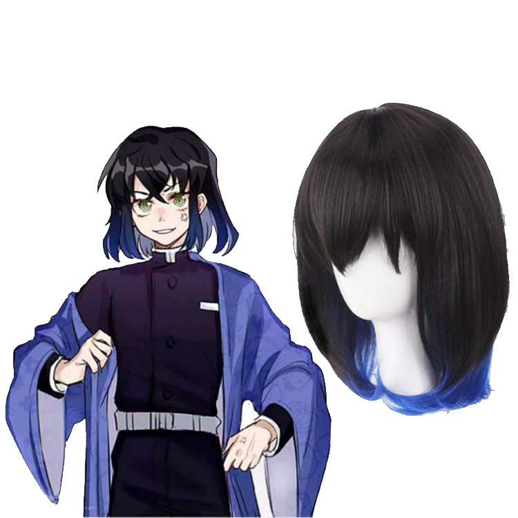 Blade of ghost U.S. Junior Zanglan Gradient blue cos Wig Cartoon comic