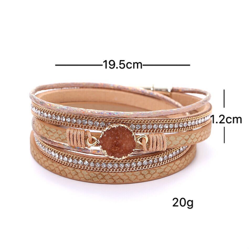 Ethnic Style Magnetic Clasp PU Leather Bracelet