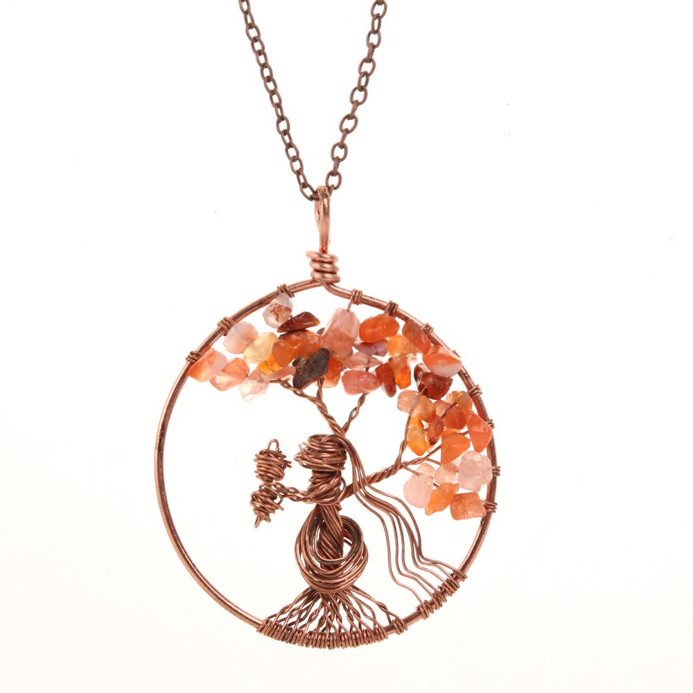 Fashion Tree Alloy Plating Natural Stone Pendant Necklace 1 Piece