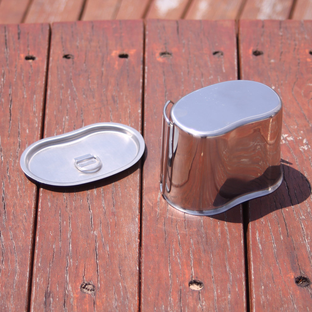 Amazon popular de acero inoxidable al aire libre taza de agua camping portátil olla al aire libre mini olla individual camping taza de agua