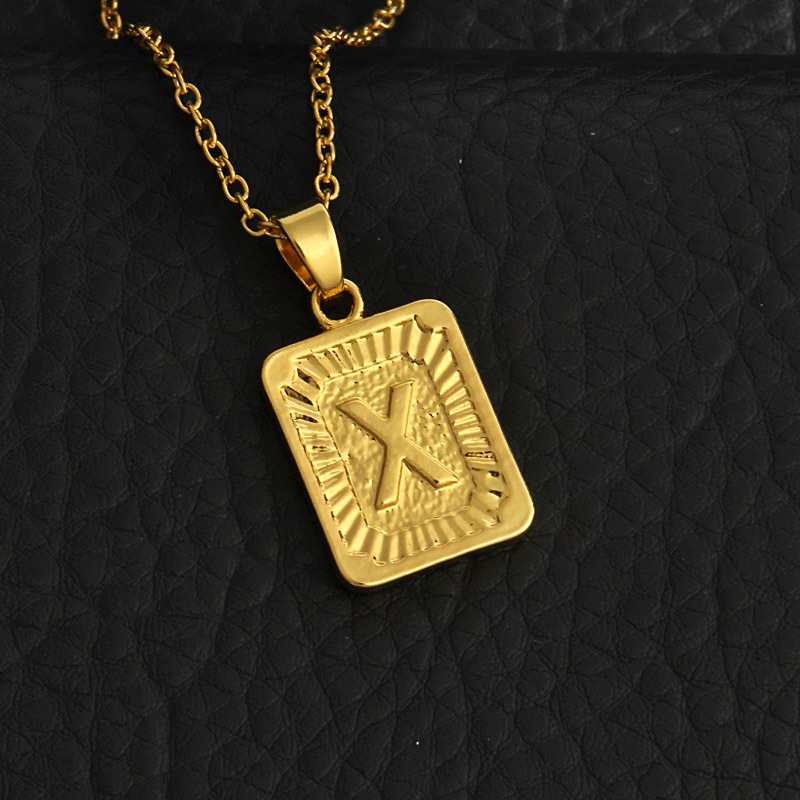 fashion gold medal square letter necklace wholesalepicture18