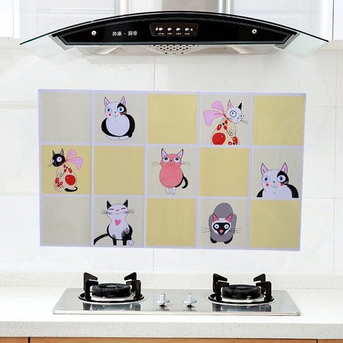 Self-adhesive high temperature resistant oil stain stickers household stove tile wall stickers kitchen waterproof wallpaper greaseproof paper fume stickers