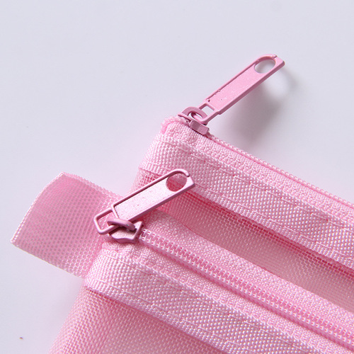 Jinhua Sheng Simple Transparent Mesh Storage Bag Double Layer Stationery Bag Student Exam Special Large Capacity Pencil Case