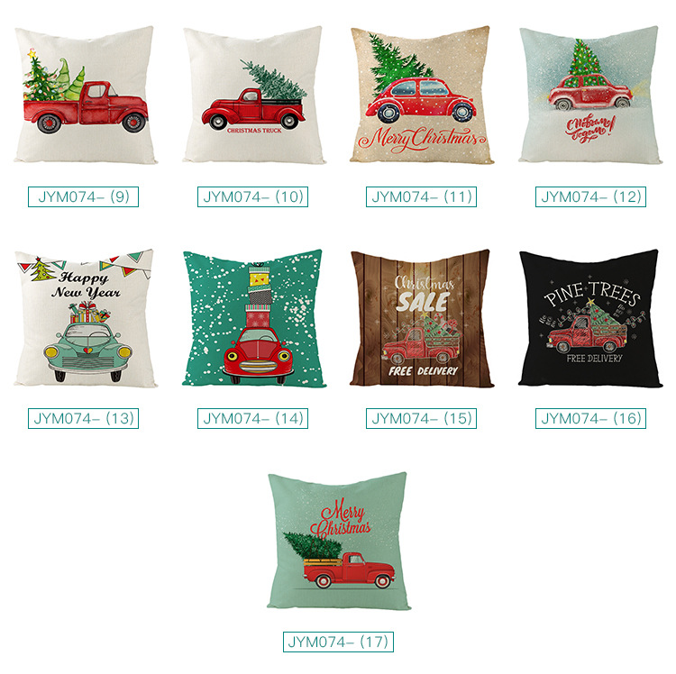 Cartoon Printed Linen Pillow Cover Cross-border Home Christmas Series Sofa Cushion Cover 2022 New Cushion Cover display picture 2