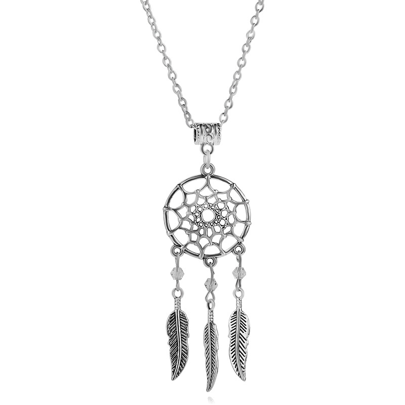 Fashion Simple  Clavicle Chain  Personality Dream Catcher Feather Pendant Necklace Earring  Set Nihaojewelry Wholesale display picture 8