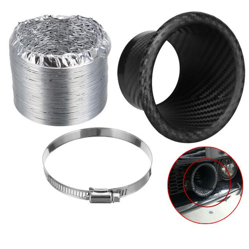 汽车通用进气喇叭口前杠碳纤纹进气导风口改装自然吸气涡轮大风口