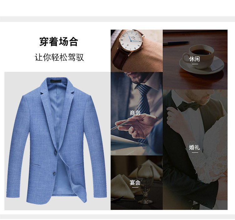 Áo vest nam mỏng nhẹ dáng ôm, phong cách Hàn Quốc, chống nhăn, dài tay — Màu xanh chi tiết 5