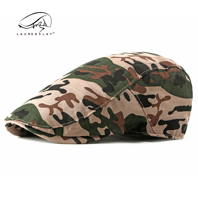 Primavera, verano y otoño al aire libre sombrero de los hombres camuflaje militar sombrero moda estilo coreano de las mujeres de la tapa boina adelante sombrero moda
