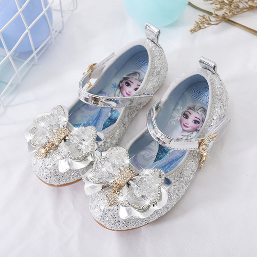 Princess Elsa Spring New Women's Children Shoes Fashion Children Soft Sole Leather Shoes Little Girls Elsa Crystal Shoes