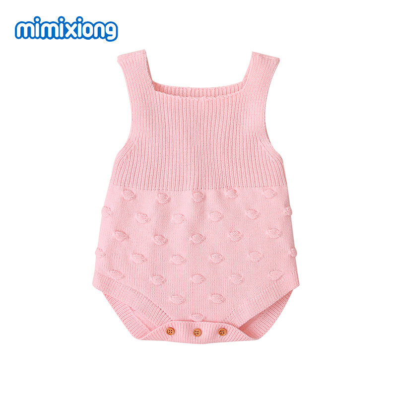 ins热卖款儿童吊带针织圆点哈衣