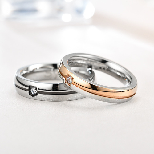 Factory direct sales Men's and Women's Accessories Titanium Steel Couple Rings Proposal Rings Black Rose Gold Diamond Rings