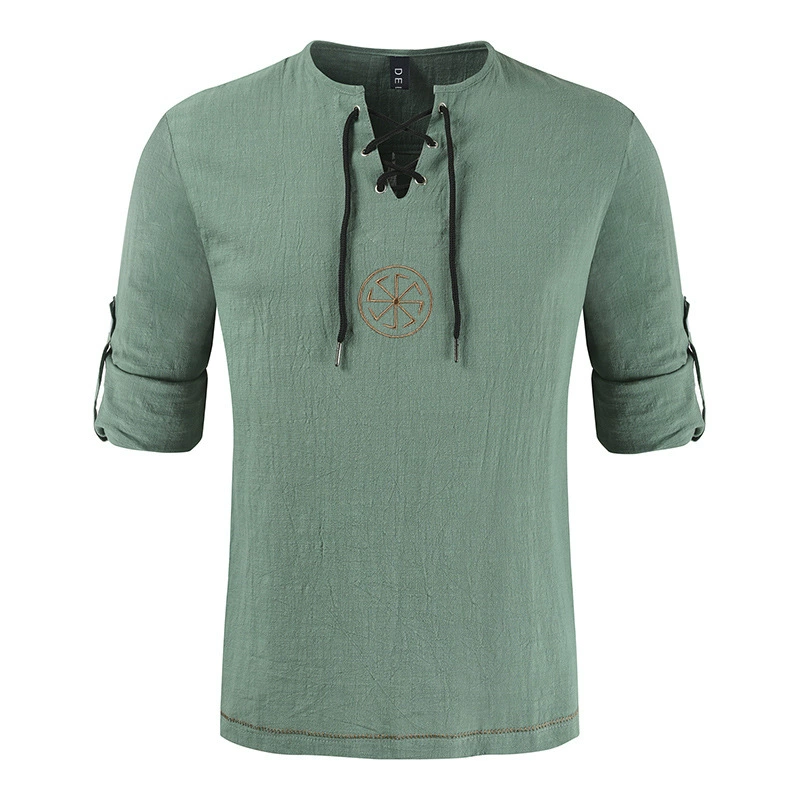 Мужская рубашка с длинным рукавом, вышитая свободная блуза, slim fit, размеры S–4XL, цветная