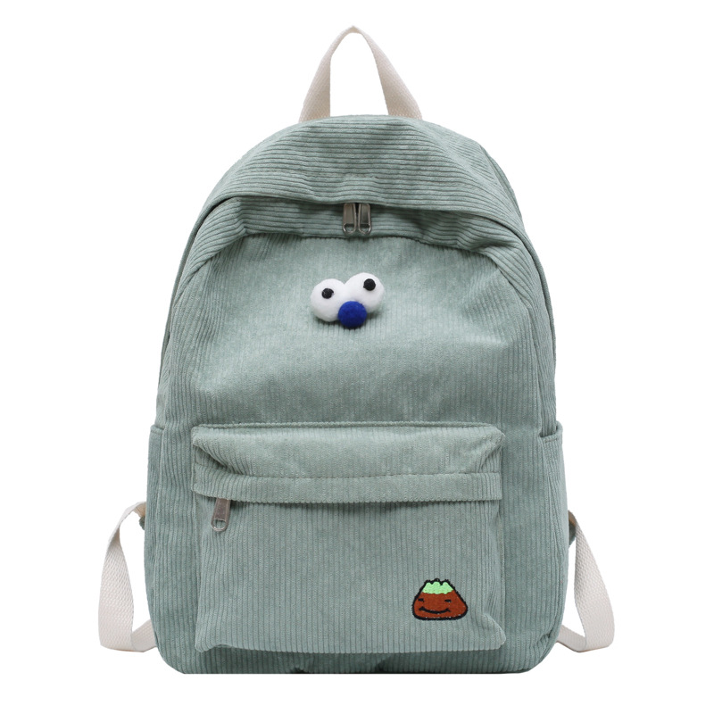 Corduroy backpack female 2020 new fashion Korean student campus backpack high school student class schoolbag