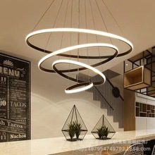 吊灯 LED复式楼梯大客厅现代简约loft工业风创意个性圆环北欧灯具