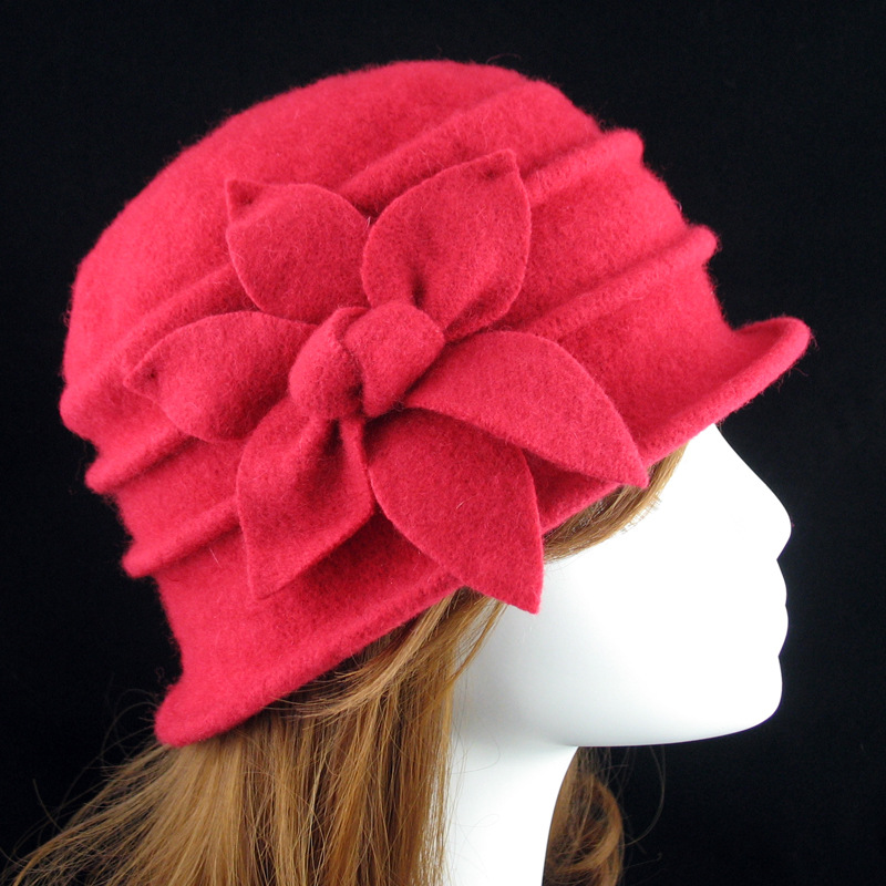 Flat Eaves Rim Women's Simple Style Solid Color Flat Eaves Fedora Hat