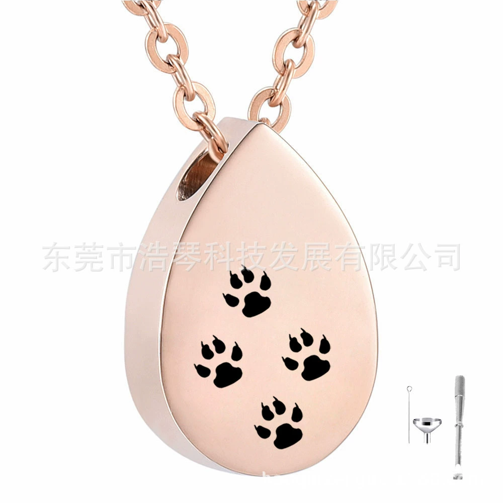 Amazon горячая Распродажа ожерелье из пепла для домашних животных из титановой стали в форме капли воды открытая шкатулка для пепла кулон модный флакон духов