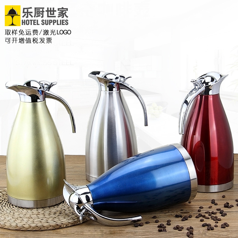 欧式不锈钢真空咖啡壶家用大容量双层保温保冷瓶鸭嘴壶热水瓶礼品|ru