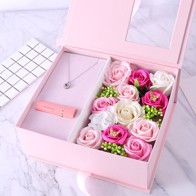 925纯银项链口红套装生日礼物创意三八节礼品香皂花礼盒活动赠品