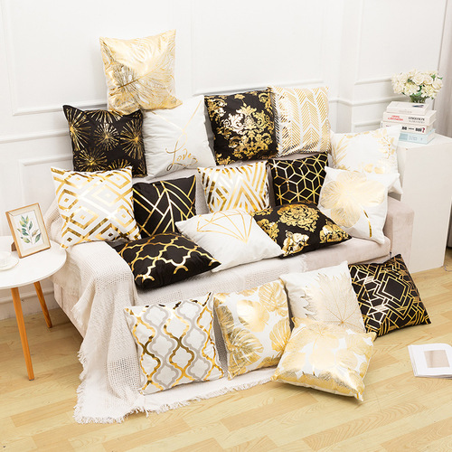 Gold-embossed pillowcases for home, European classical sofa cushion covers
