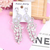 High-end crystal, earrings with butterfly, wedding dress, accessories