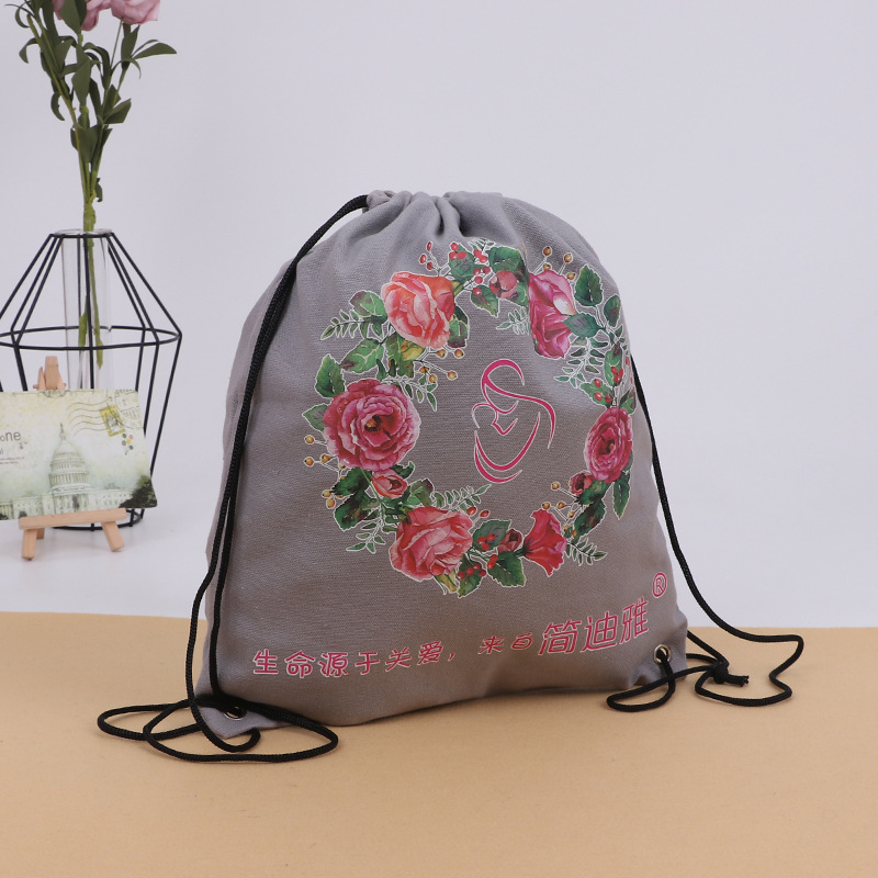 厂家直销印花棉布束口袋 帆布抽绳背包袋定制批发 饰品收纳袋logo