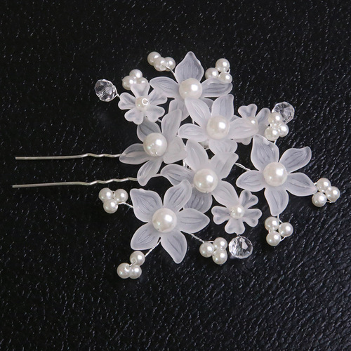 Bridal jewelry headdress, flower plate, U-shaped hairpin, hair fork, frosted pearl hair insert, wedding dress styling accessories