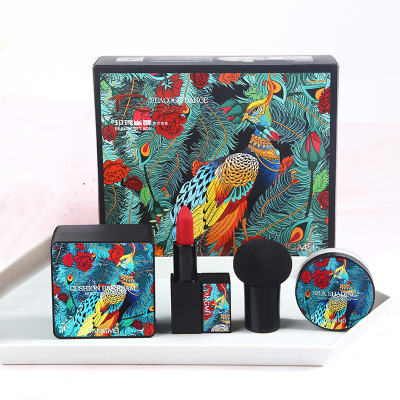 【壹件代發】快手爆款玫瑰雀舞彩妝套盒氣墊BB霜口紅散粉組合套裝