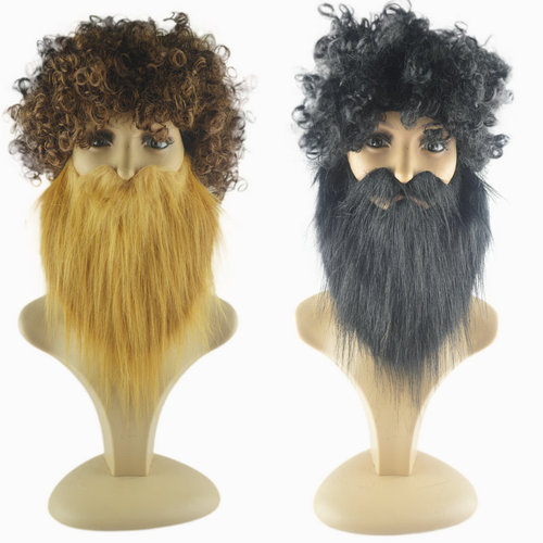 Halloween Party Lineup Brown Bearded + Wig Set Black Wig Set White Christmas Bearded Set