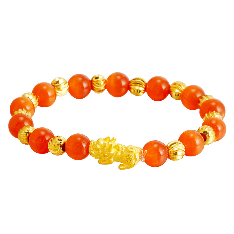 Venta al por mayor 8N imitación de piedra de ojo de gato 24k pulsera única de oro pulsera de mujer imitación granate en línea transmisión en vivo pulsera de arena