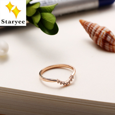 Crescent 18k Rose Gold Ring U.S.A Imported Morsang fresh Winnings Ring Simplicity quality goods