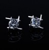 Fashionable crystal, square triangle, zirconium, copper earrings, Korean style