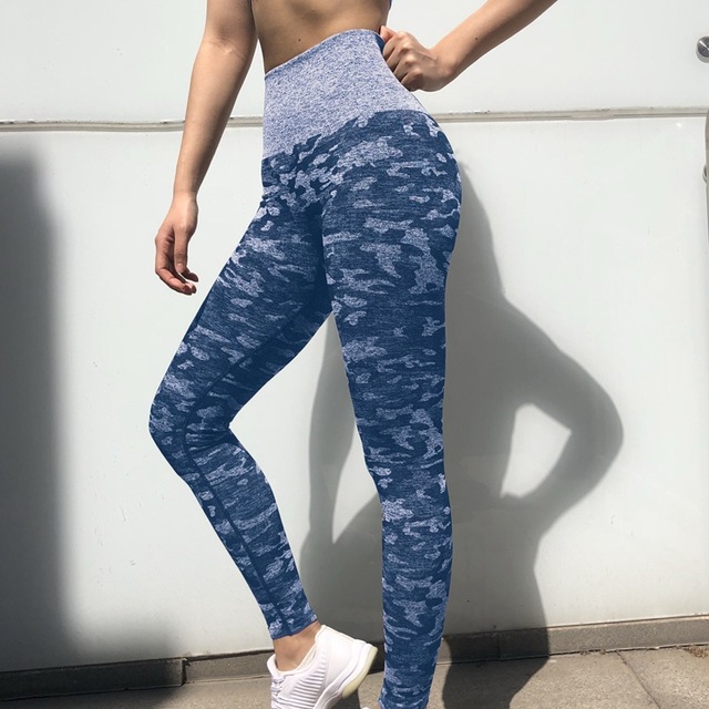 high waist seamless Yoga Pants women feel hip net red camouflage fitness pants running sports fitn
