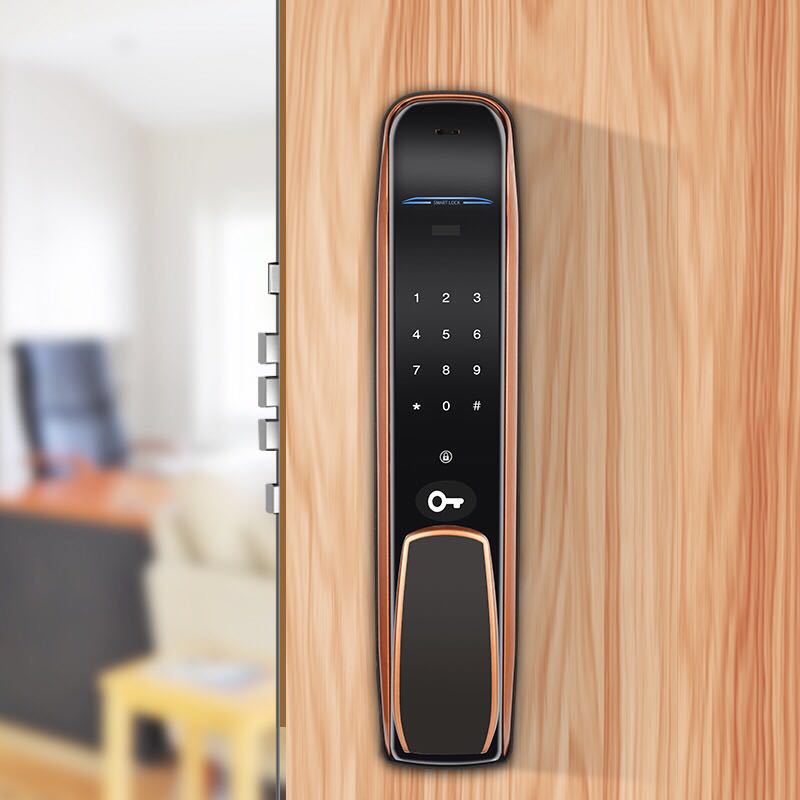 Sanhan Fingerprint Lock Push-pull Password Lock Household Anti-theft Electronic Lock Automatic Smart Lock Indoor Villa Door Lock