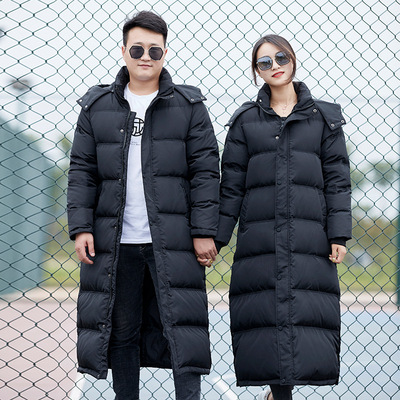 直销加工定制印logo男女加厚情侣羽绒服来图定做韩版修身过膝长款|ru
