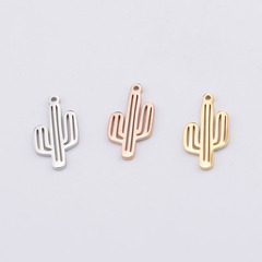 Best-selling mirror-polished stainless steel plant-shaped cactus pendant DIY jewelry accessories 13*25mm