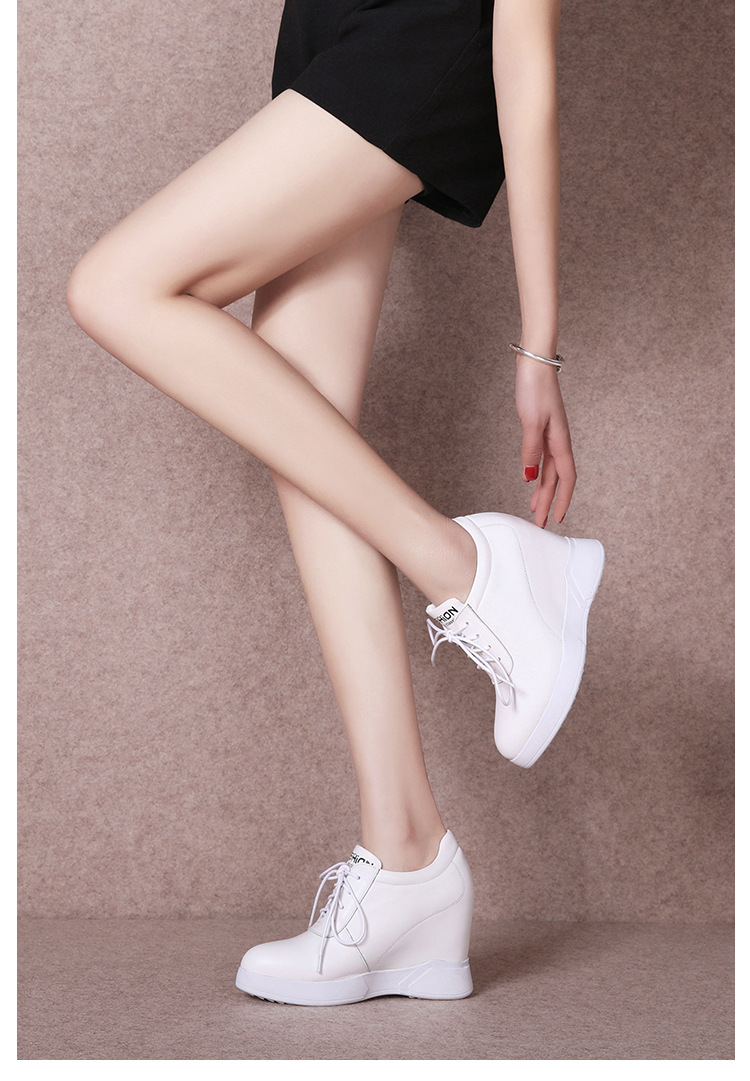 Giày nữ đế xuồng platform tăng chiều cao gót 10 cm, dáng thon gọn dễ phối — Màu đen chi tiết 2