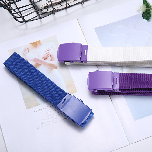 Automatic canvas belt for men and women, fashion woven, student simple and versatile, Korean denim belt width