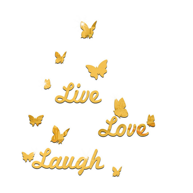 时尚创意Live Love Laugh英文字母蝴蝶镜面墙贴个性装饰镜子批发详情37