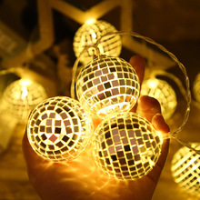跨境爆款led鏡面球燈串酒吧舞台派對裝飾燈馬賽克球聖誕電池彩燈