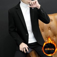 OBCY2休闲男小西装洋气轻熟修身秋冬季加厚加绒西服外套出口外贸
