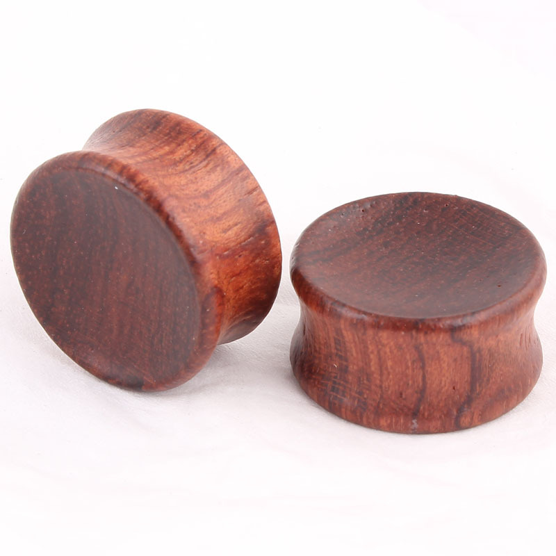 European American Brown Concave Wood Ear Stretcher Tunnel 8-20mm Ear Expansion Plug detail image 8