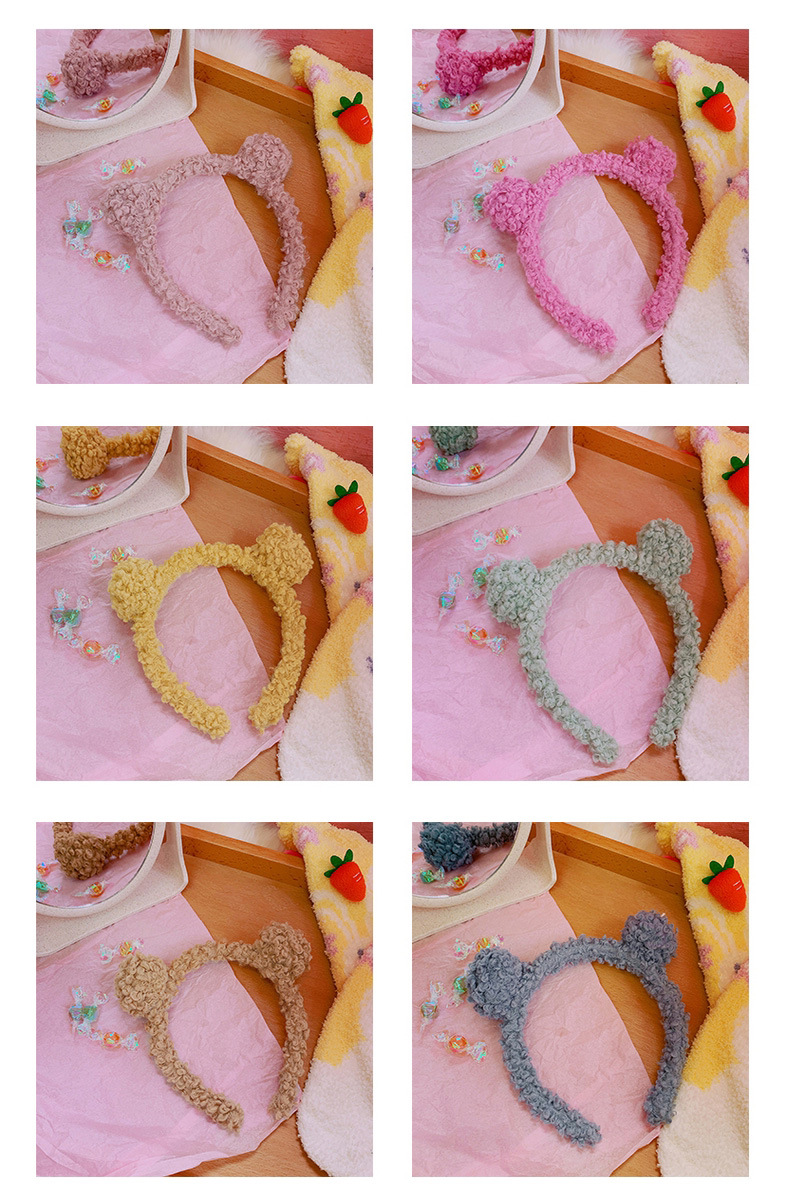 日系简约百搭羊卷绒发箍仙女洗脸可爱熊耳朵头箍森系外出发饰超仙