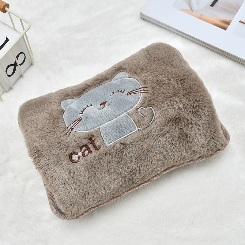 Water-injected new embroidered mischievous cat hand warmer charging hot water bag finger monkey warming baby national standard can be shipped
