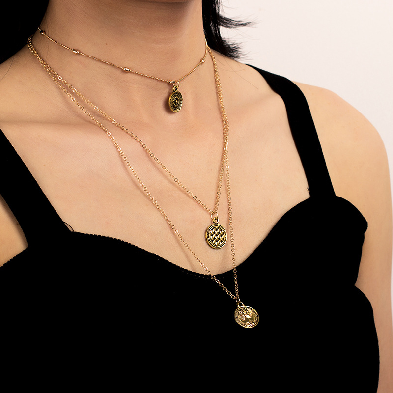 14g Weight Necklace Classification Travel Occasion Alloy Material Women'S Gender Plating Design Simple Style Style Gold Color Fashion Simple Alloy Multi-level  Multi-layer Necklace 1